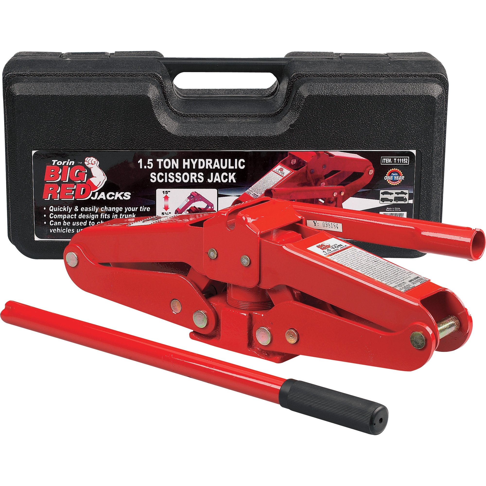 Torin Hydraulic Scissor Jack — 1 1/2-Ton, Model# T11152